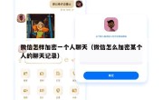 微信怎样加密一个人聊天（微信怎么加密某个人的聊天记录）