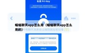 蝙蝠聊天app怎么用（蝙蝠聊天app怎么用的）