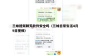 三妹视频聊天软件安全吗（三妹日常生活4月9日视频）