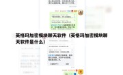 英格玛加密模块聊天软件（英格玛加密模块聊天软件是什么）