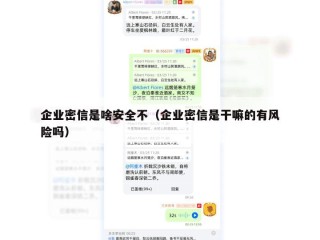 企业密信是啥安全不（企业密信是干嘛的有风险吗）