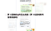 萝卜密聊的id号怎么找回（萝卜玩游戏账号容易找回吗）
