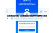 企业密信加密（企业密信加密聊天是什么意思）