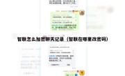 智联怎么加密聊天记录（智联在哪里改密码）