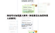 微信可以加密某人聊天（微信里怎么加密和某人的聊天）