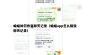 蝙蝠如何恢复聊天记录（蝙蝠app怎么销毁聊天记录）