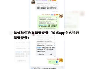 蝙蝠如何恢复聊天记录（蝙蝠app怎么销毁聊天记录）