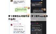 萝卜密聊怎么对接平台（萝卜聊天app是做什么的）