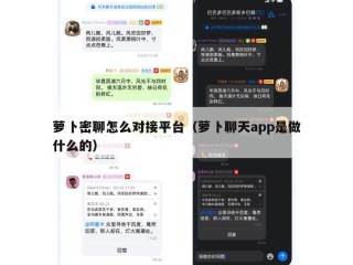 萝卜密聊怎么对接平台（萝卜聊天app是做什么的）