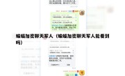 蝙蝠加密聊天军人（蝙蝠加密聊天军人能看到吗）