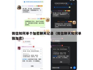 微信如何单个加密聊天记录（微信聊天如何单独加密）