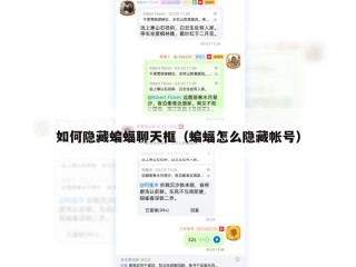 如何隐藏蝙蝠聊天框（蝙蝠怎么隐藏帐号）