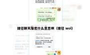捷径聊天加密什么意思啊（捷径 wol）