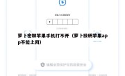 萝卜密聊苹果手机打不开（萝卜投研苹果app不能上网）