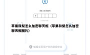 苹果和梨怎么加密聊天框（苹果和梨怎么加密聊天框图片）