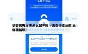语音聊天加密怎么解开锁（语音信息加密,去哪里解锁）