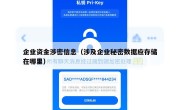 企业资金涉密信息（涉及企业秘密数据应存储在哪里）