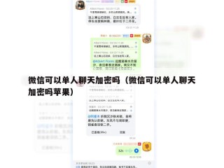 微信可以单人聊天加密吗（微信可以单人聊天加密吗苹果）