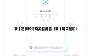 萝卜密聊如何购买服务器（萝卜聊天兼职）