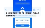 萝卜密聊只能投一万（萝卜密聊投一万反二百能持续多久）