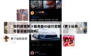如何使用萝卜服务器ID进行密聊（萝卜玩账号容易被找回吗）