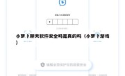 小萝卜聊天软件安全吗是真的吗（小萝卜游戏）
