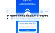 萝卜密聊收不到消息提醒怎么办（卜罗密咋吃）