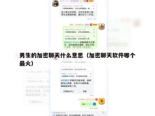 男生的加密聊天什么意思（加密聊天软件哪个最火）