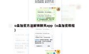u盘加密方法解锁聊天app（u盘加密教程）