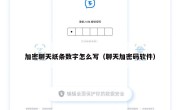 加密聊天纸条数字怎么写（聊天加密码软件）
