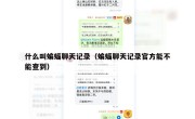 什么叫蝙蝠聊天记录（蝙蝠聊天记录官方能不能查到）