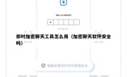 即时加密聊天工具怎么用（加密聊天软件安全吗）