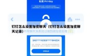 钉钉怎么设置加密聊天（钉钉怎么设置加密聊天记录）