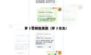 萝卜密聊股票群（萝卜交友）