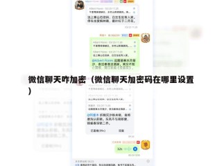 微信聊天咋加密（微信聊天加密码在哪里设置）
