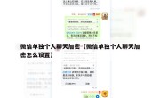 微信单独个人聊天加密（微信单独个人聊天加密怎么设置）
