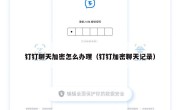 钉钉聊天加密怎么办理（钉钉加密聊天记录）