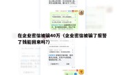 在企业密信被骗40万（企业密信被骗了报警了钱能回来吗?）