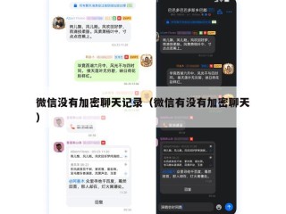 微信没有加密聊天记录（微信有没有加密聊天）