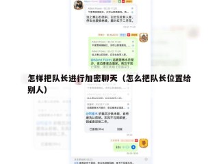怎样把队长进行加密聊天（怎么把队长位置给别人）