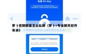 萝卜密聊群里怎么私聊（萝卜+专业聊天软件安卓）