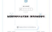 加密聊天暗号大全可复制（聊天的秘密暗号）