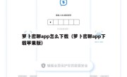 萝卜密聊app怎么下载（萝卜密聊app下载苹果版）