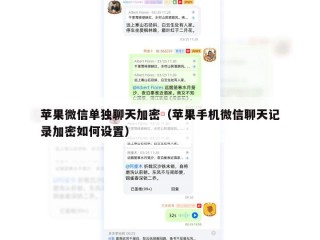 苹果微信单独聊天加密（苹果手机微信聊天记录加密如何设置）