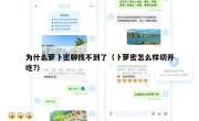 为什么萝卜密聊找不到了（卜萝密怎么样切开吃?）