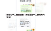 微信对单人聊天加密（微信加密个人聊天如何设置）