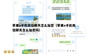 苹果x手机微信聊天怎么加密（苹果x手机微信聊天怎么加密码）