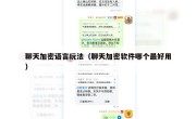 聊天加密语言玩法（聊天加密软件哪个最好用）