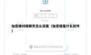 加密端对端聊天怎么设置（加密端是什么软件）