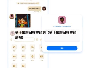 萝卜密聊id咋查的到（萝卜密聊id咋查的到呢）